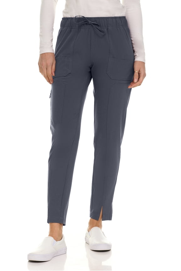 Saint Scrubs Women's Straight Leg Pants – 7 Pockets, Moisture-Wicking, Anti-Wrinkle, Tapered Fit Uniform Bottoms, Pewter Small