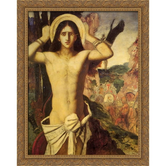 Saint Sebastian 28x34 Large Gold Ornate Wood Framed Canvas Art by Gustave Moreau