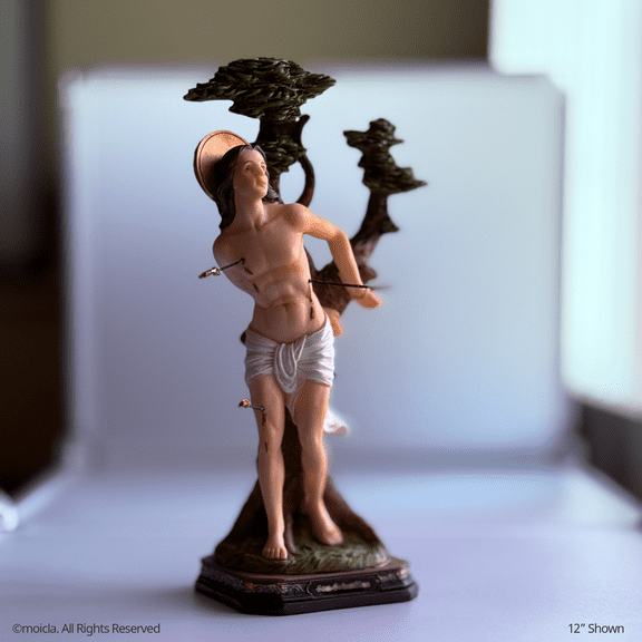 Saint Sebastian Resin Statue - Catholic Figurine – 12" Catholic Figurine | San Sebastian, Figura Catolica - Estatua de Resina