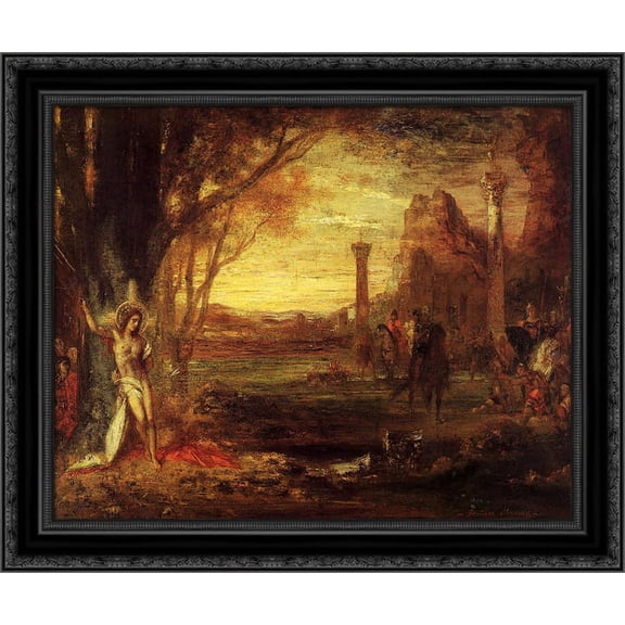 Saint Sebastian and His Executioners 24x20 Black Ornate Wood Framed Canvas Art by Moreau, Gustave