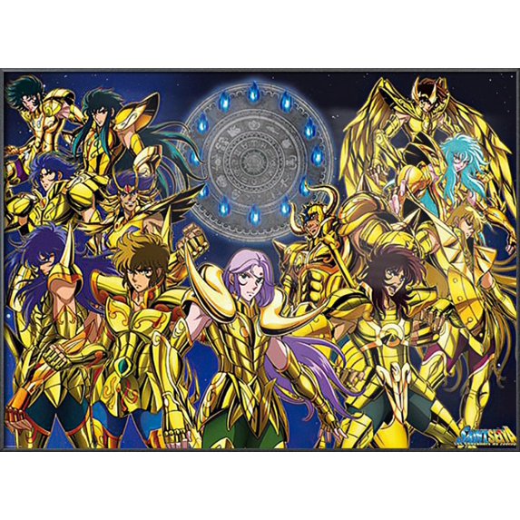 Saint Seiya - Framed Manga / Anime TV Show Poster (Characters - Mu & Aldebaran & Deathmask & Saga...) (Size: 40" X 28") (Metallic Anthracite Plastic Frame)