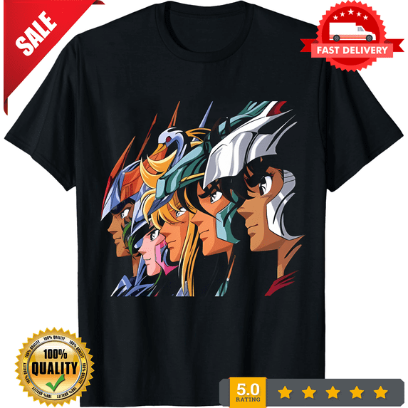 Saint Seiya Knights of the Zodiac Men's Black T-shirt Size S-5XL, CROWD FAVORIT-TH76840