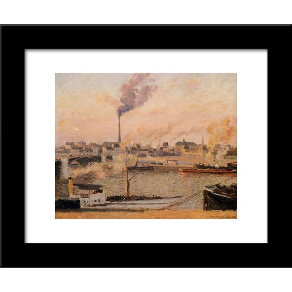 Saint Sever, Rouen Morning, Five O'Clock 20x24 Framed Art Print by Pissarro, ...