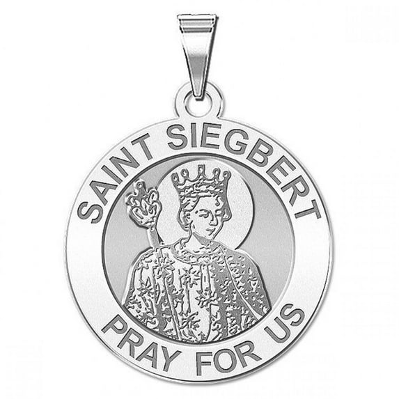 Saint Siegbert Religious Medal - 2/3 Inch Size of Dime, Sterling Silver