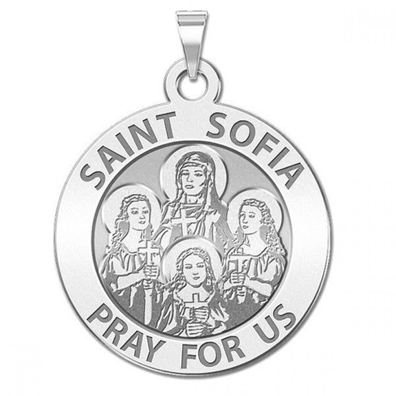 Saint Sofia W/(Hope Faith and Charity) Religious Medal - 1 inch Size of a Quarter -Sterling Silver