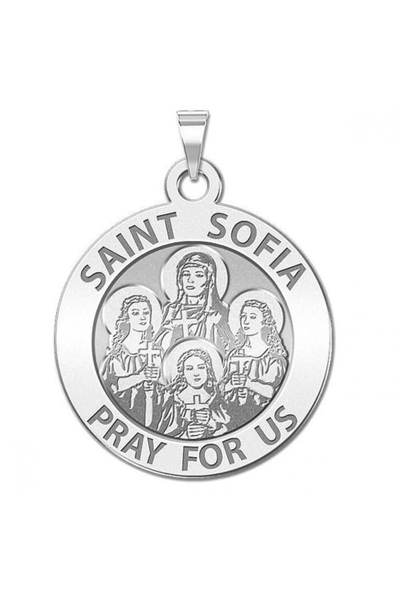 Saint Sofia W/(Hope Faith and Charity) Religious Medal - 1 inch Size of a Quarter -Sterling Silver