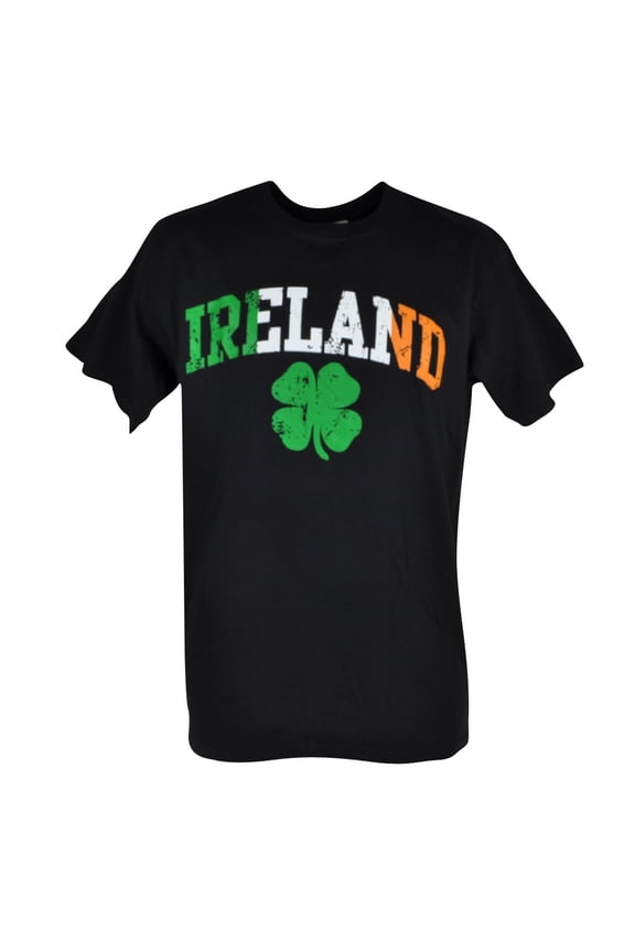 Saint St Patricks Day Ireland Flag Lucky Green Clover Black Tee Shirt XLarge