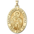 thumbnail image 1 of Saint Stanislaus Kostka - Oval Religious Medal - 1/2 x 2/3 inch Size of Dime, Solid 14K Yellow Gold, 1 of 2