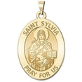 thumbnail image 1 of Saint Sylvia Religious Medal OVAL - 3/4 Inch 1 inch in Solid 14K Yellow Gold, 1 of 2