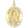 thumbnail image 1 of Saint Theresa - Scalloped Oval Religious Medal  - 3/4 inch x 1 inch in Solid 14K Yellow Gold, 1 of 2