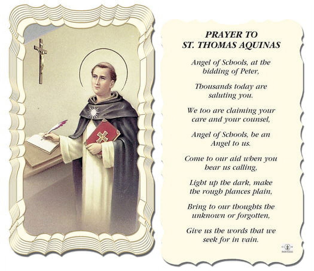Saint Thomas Aquinas Catholic Prayer Holy Card with Prayer on