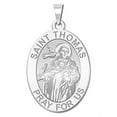 thumbnail image 1 of Saint Thomas Aquinas - Oval Religious Medal  - 2/3 X 3/4 Inch Size of Nickel, Solid 14K White Gold, 1 of 1