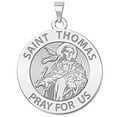 thumbnail image 1 of Saint Thomas Aquinas Religious Medal  - 3/4 Inch Size of a Nickel -Solid 14K White Gold, 1 of 2