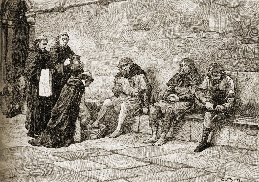 Saint Thomas Becket C1118-1170 English Martyr And Archbishop Of Canterbury Becket Washing The Feet Of Beggars Canvas Art - Ken Welsh Design Pics (18 x 12)