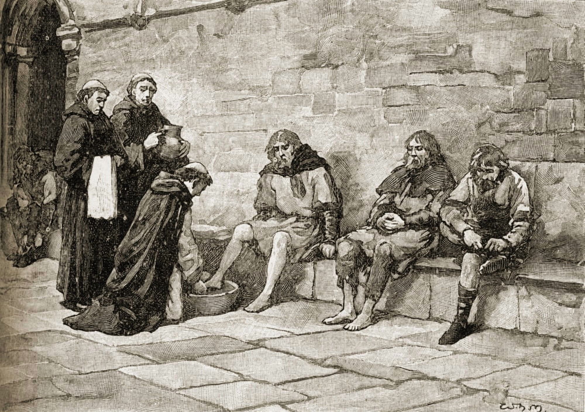Saint Thomas Becket C1118-1170 English Martyr And Archbishop Of Canterbury Becket Washing The Feet Of Beggars Canvas Art - Ken Welsh Design Pics (36 x 24)