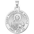 thumbnail image 1 of Saint Thomas the Apostle Religious Medal - 2/3 Inch Size of Dime, Solid 14K White Gold, 1 of 2
