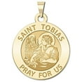 thumbnail image 1 of Saint Tobias Religious Medal  - 2/3 Inch Size of Dime, Solid 14K Yellow Gold, 1 of 1