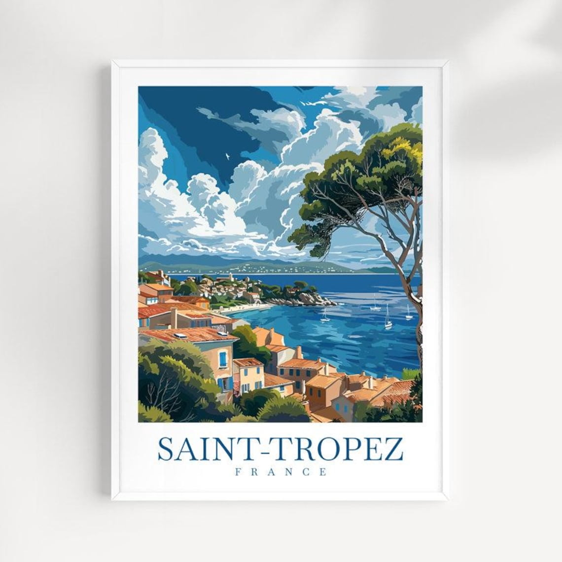 English Riviera Print Saint Tropez French Riviera Coastal Wall Art Print, Mediterranean ...
