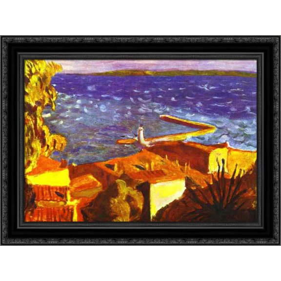 Saint Tropez, Pier 24x20 Black Ornate Wood Framed Canvas Art by Bonnard, Pierre