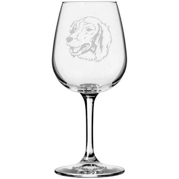 Saint Usuge Spaniel Dog Themed Etched 12.75oz Libbey Wine Glass