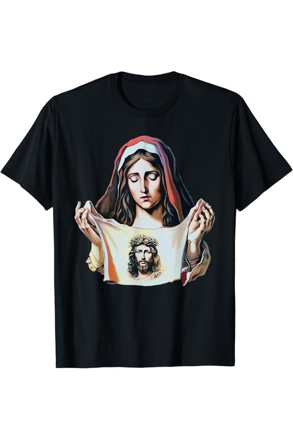 Saint Veronica Holy Face Traditional Faith Cross T-Shirt