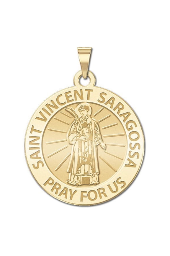 Saint Vincent of Saragossa  - 2/3 Inch Size of Dime, Solid 14K Yellow Gold
