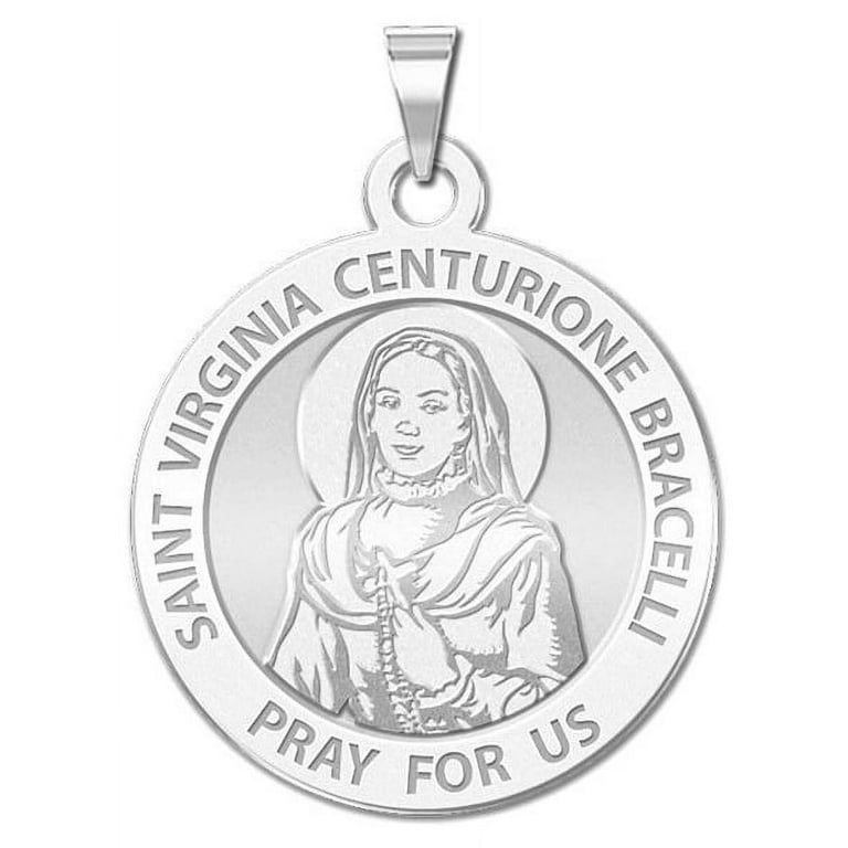 Saint Virginia Centurione Bracelli Religious Medals 3 4 Inch Size of a Nickel Solid 14K White Gold