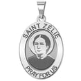 thumbnail image 1 of Saint Zelie Religious Medal - Oval - 2/3 X 3/4 Inch Size of Nickel, Solid 14K White Gold, 1 of 2