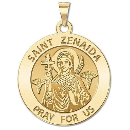 Saint Zenaida Religious Medal - 3/4 Inch Size of a Nickel -Solid 14K Yellow Gold