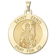 thumbnail image 1 of Saint Zeno Religious Medal - 2/3 Inch Size of Dime, Solid 14K Yellow Gold, 1 of 2