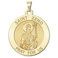 thumbnail image 1 of Saint Zeno Religious Medal - 3/4 Inch Size of a Nickel -Solid 14K Yellow Gold, 1 of 2