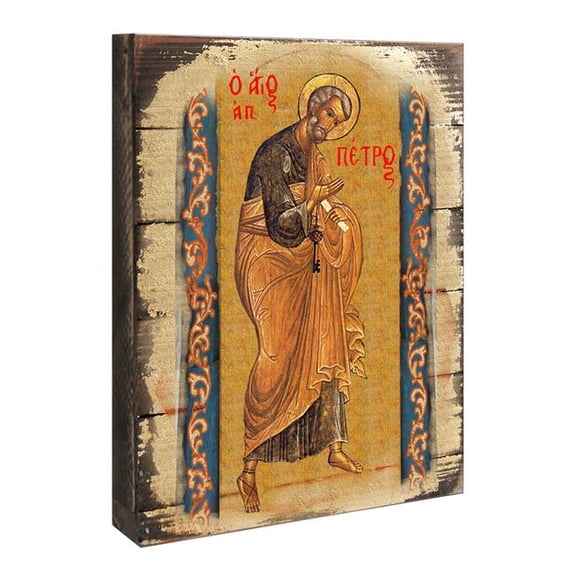 Saint peter Icon Painting on Gold-Plated Wooden Block