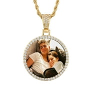 Saintda Custom Photo Memory Medallions Solid Pendant With 3mm Rope Chain Personalized Cubic Zircon Chains Birthday Gift