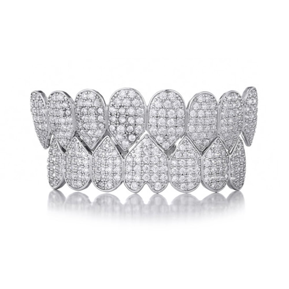 Saintda Gold Teeth Grillz Top CZ Stones Grills Dental Mouth Punk Teeth ...