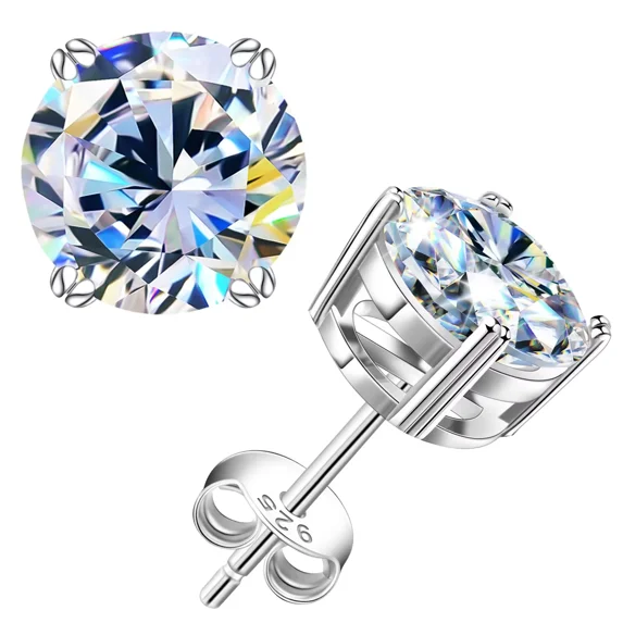 Saintda Moissanite Stud Earrings Solid 925 Sterling Silver Earring Hypoallergenic Dainty Stud Earrings Jewelry for Women Men D Color VVS1 Clarity