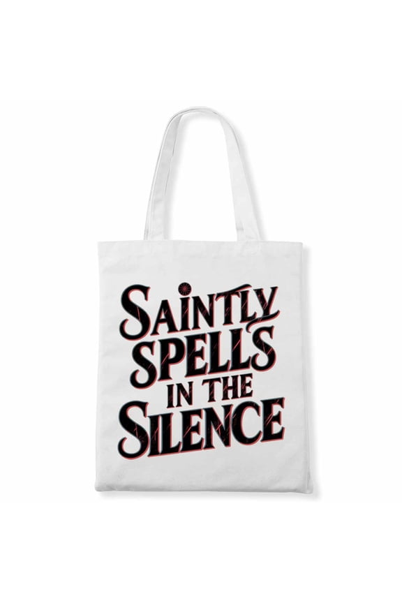 Saintly Spells in the Silence Funny Witch Halloween Canvas Bag 2Pcs