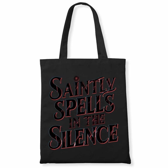 Saintly Spells in the Silence Funny Witch Halloween Canvas Bag 2Pcs