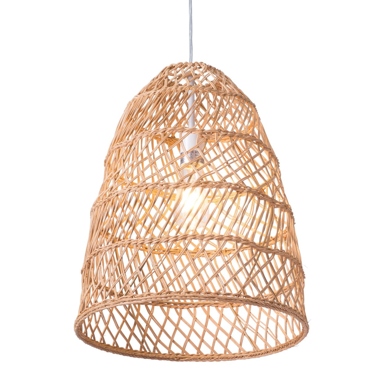 Saints 15.7" Woven Pendant Ceiling Lamp in Natural Brown