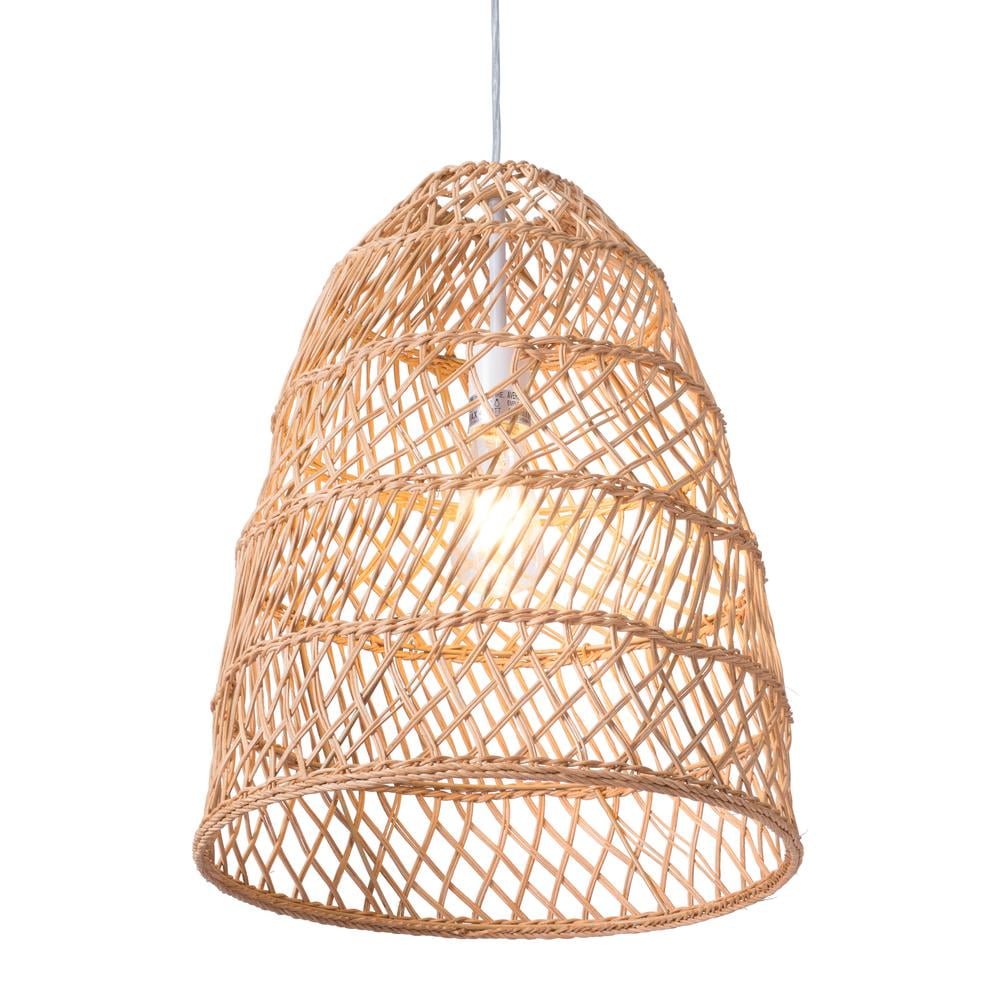 Saints 15.7" Woven Pendant Ceiling Lamp in Natural Brown