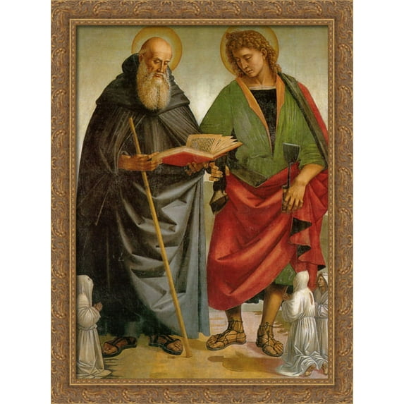 Saints Eligius and Antonio 28x38 Large Gold Ornate Wood Framed Canvas Art by Luca Signorelli