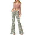 thumbnail image 1 of Saints & Hearts Womens High Rise Printed Boho Flares (Olive, Large), 1 of 2