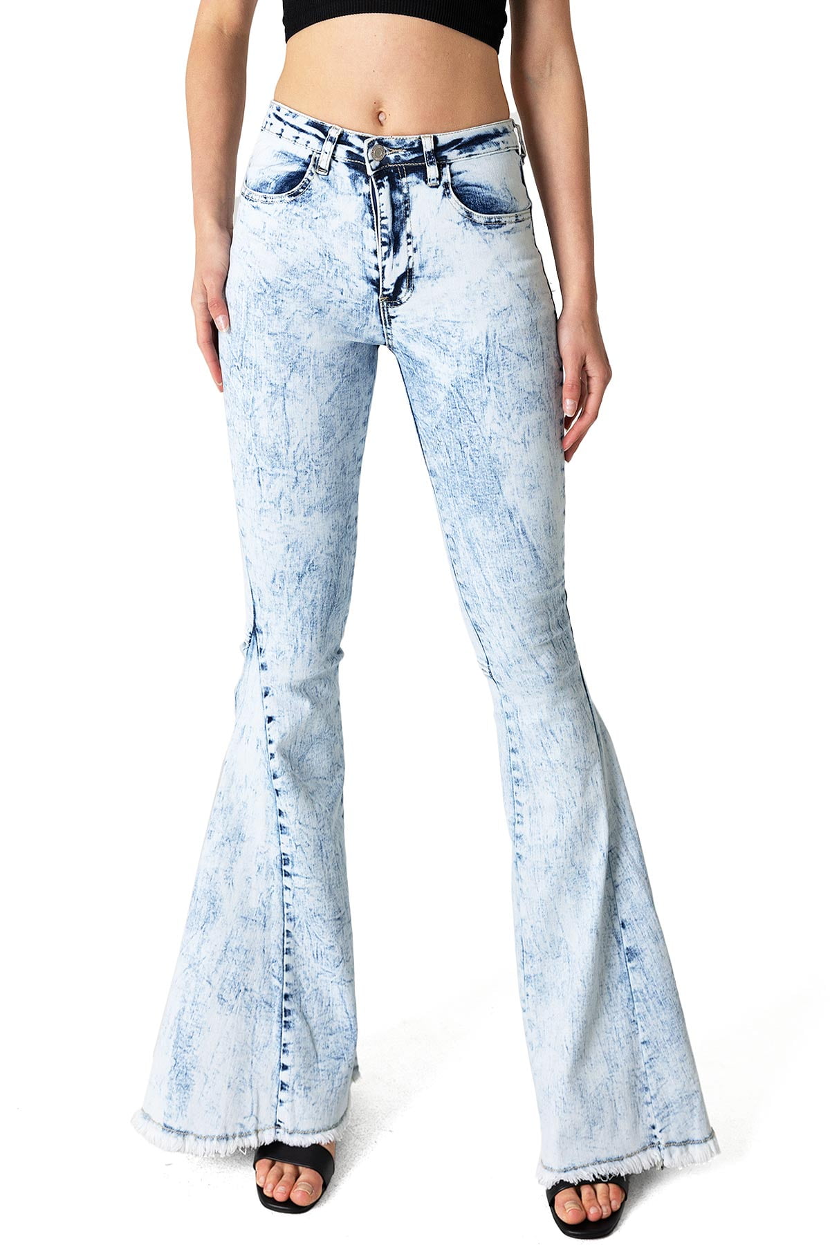 Saints & Hearts Womens Juniors High Rise 90s Acid Denim Wash