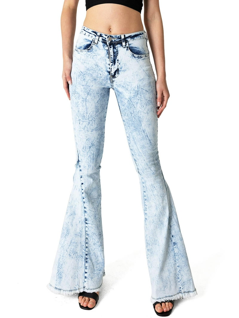 Saints & Hearts Womens Juniors High Rise 90s Acid Denim Wash
