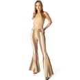 thumbnail image 1 of Saints & Hearts Womens Juniors High Rise Retro Stripe Boho Flares (L, Mustard), 1 of 4