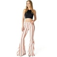 thumbnail image 1 of Saints & Hearts Womens Juniors High Rise Retro Stripe Flares (Burnt Coral, Medium), 1 of 3