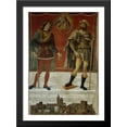 thumbnail image 1 of Saints Rocco and Romanee in the view of the town Deruta 28x40 Large Black Wood Framed Print Art by Pietro Perugino, 1 of 2