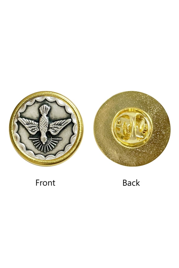 Saints medals round lapel pin golden and oxidized plate