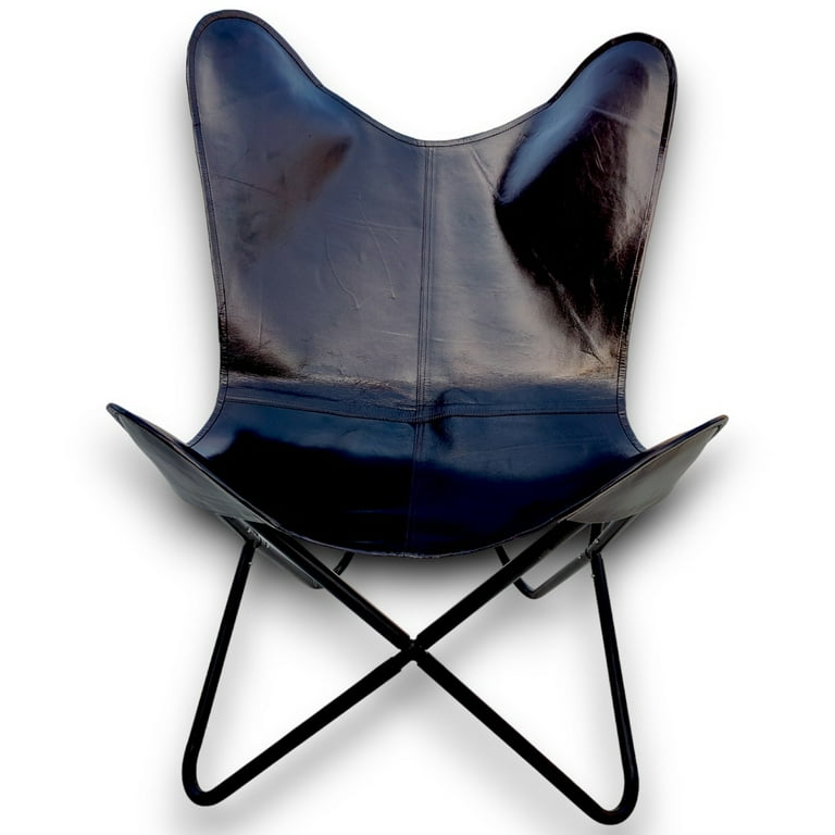 Butterfly Chair Black Real Leather