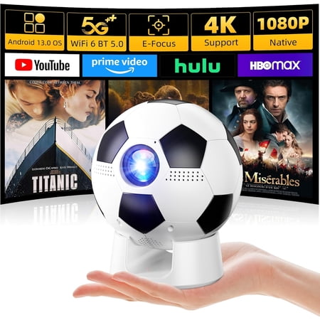 Sainyer 5G WiFi Native 1080P Projector, 4K Projector with WiFi and Bluetooth, Full HD Mini Projector, Portable Projector 360° HiFi Speaker Compatible with Smartphone/HDMI/Laptop/TV Stick/PS4