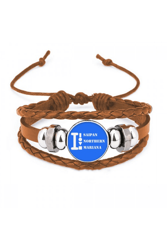 Saipan Northern Mariana Art Deco Fashion Bracelet Wristband Leather Jewelry Ornament